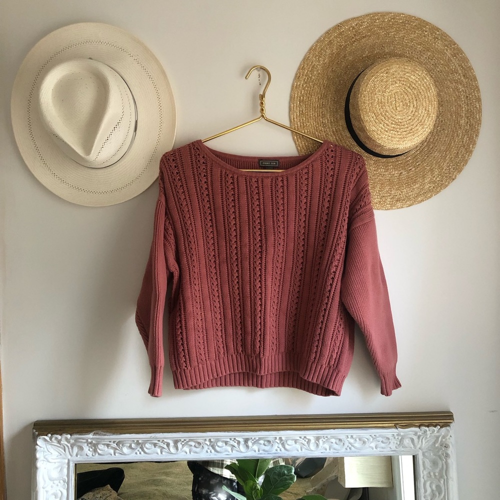 pink hand made cotton crop oversized jumper sweater - Picture 2 of 5